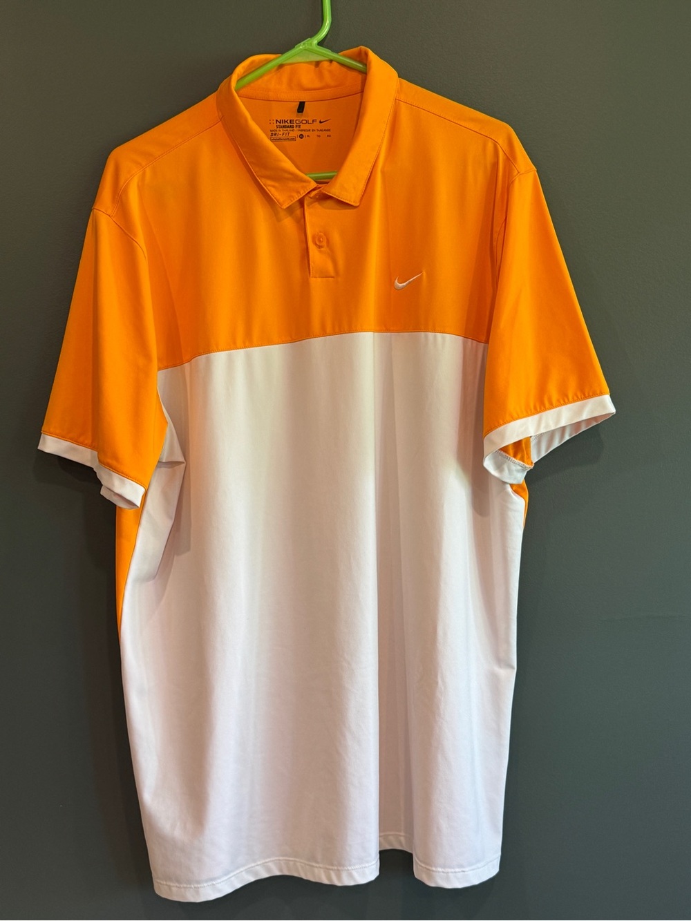 Nike Orange and White Colorblock Polo Shirt